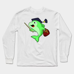 Dolphin as Professor with Bag & Pointer Long Sleeve T-Shirt